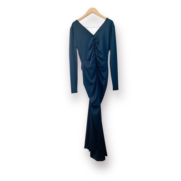 NEW Veronica Beard Dress Gilbert Ruched Long Sleeve V-neck navy blue with tags - Picture 6 of 7